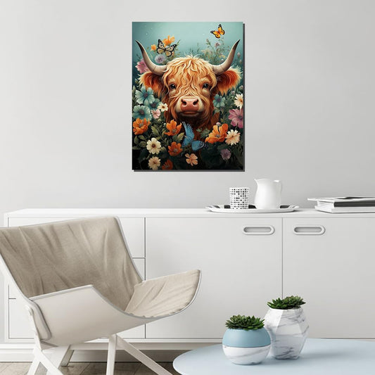 Serene Bovine Among Blooms Paint By Number Print