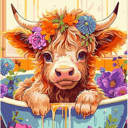 Small Cow Flower Paint By Numbers Kit