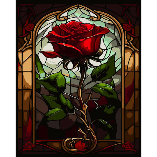 Stained Glass Rose Paint By Numbers Kit