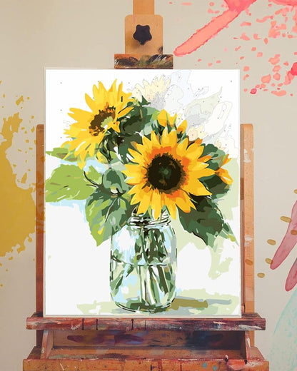 DIY Sunflower Vase Printed Paint By Numbers Kit