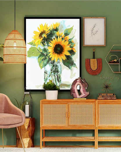 DIY Sunflower Vase Printed Paint By Numbers Kit