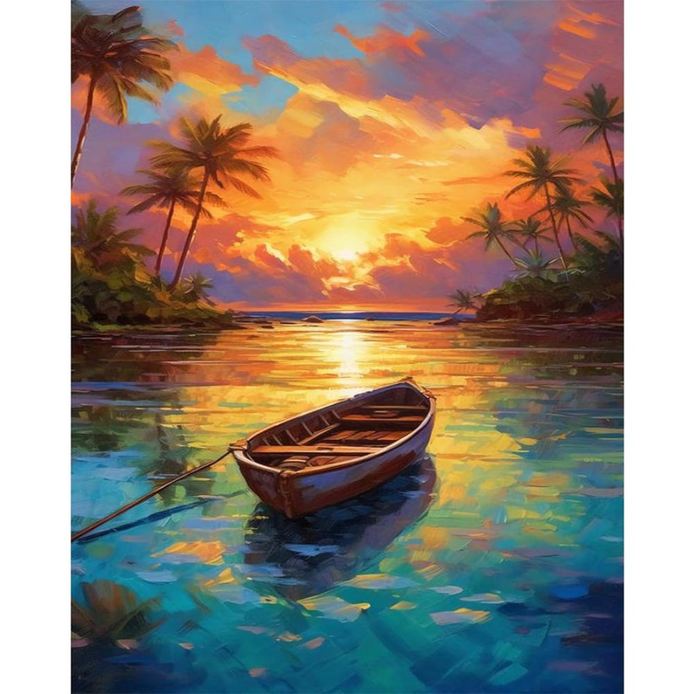 Sunset Serenity Boat Paint By Number Kit