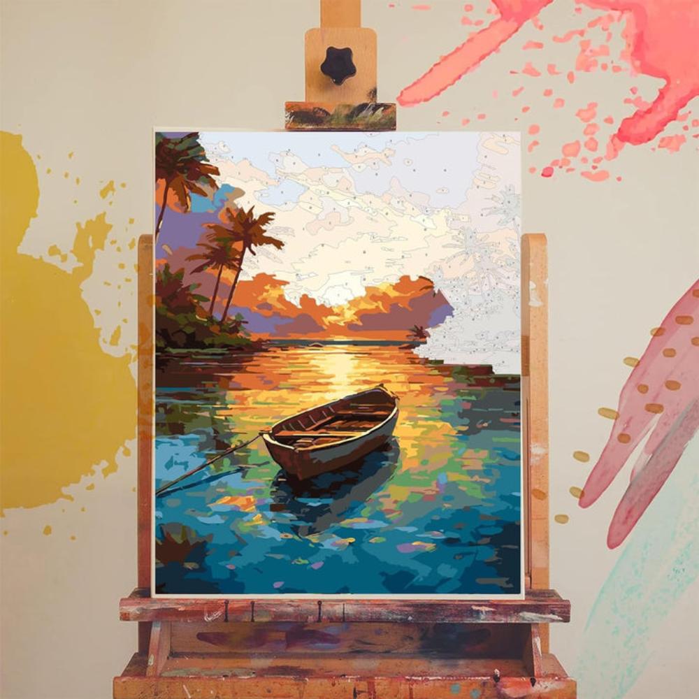 Sunset Serenity Boat Paint By Number Kit