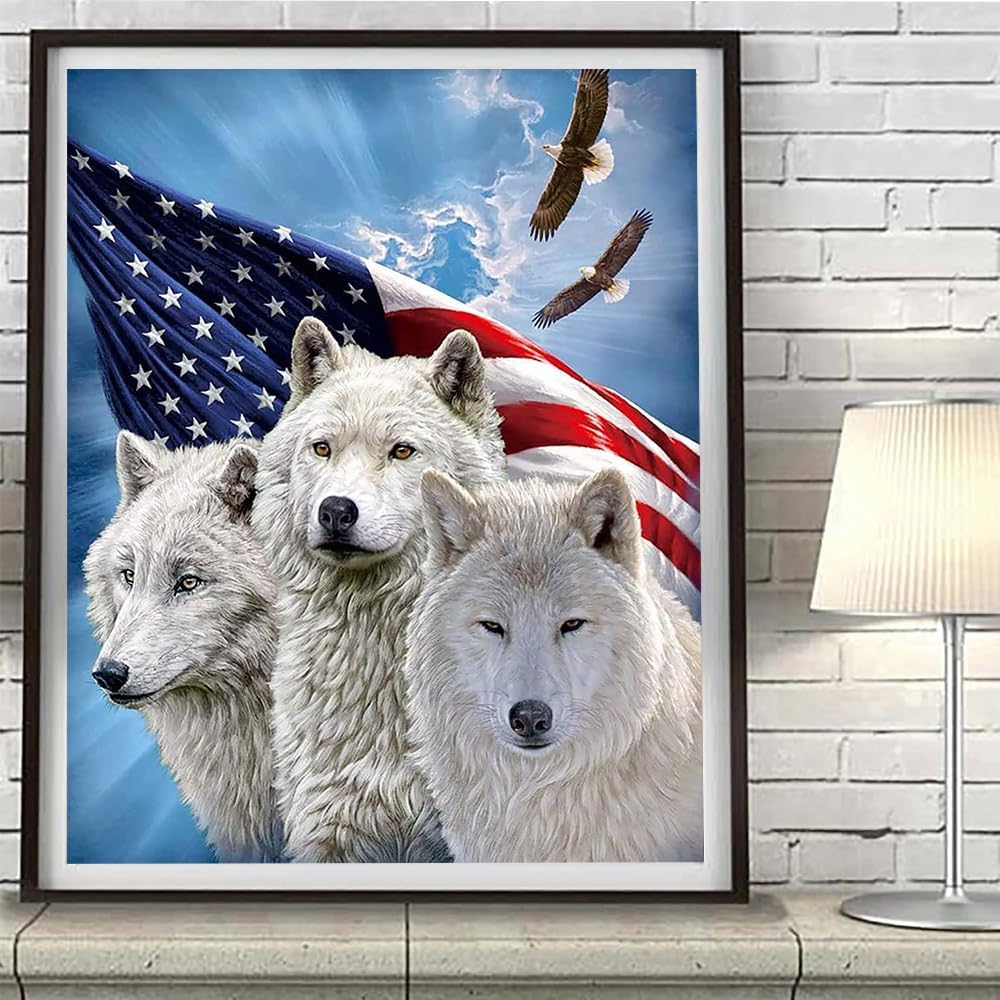 Patriotic Wolves Paint By Number Kit