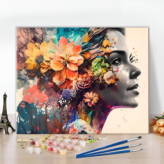 Stunning Floral Abstract Portrait Paint By Numbers Kit