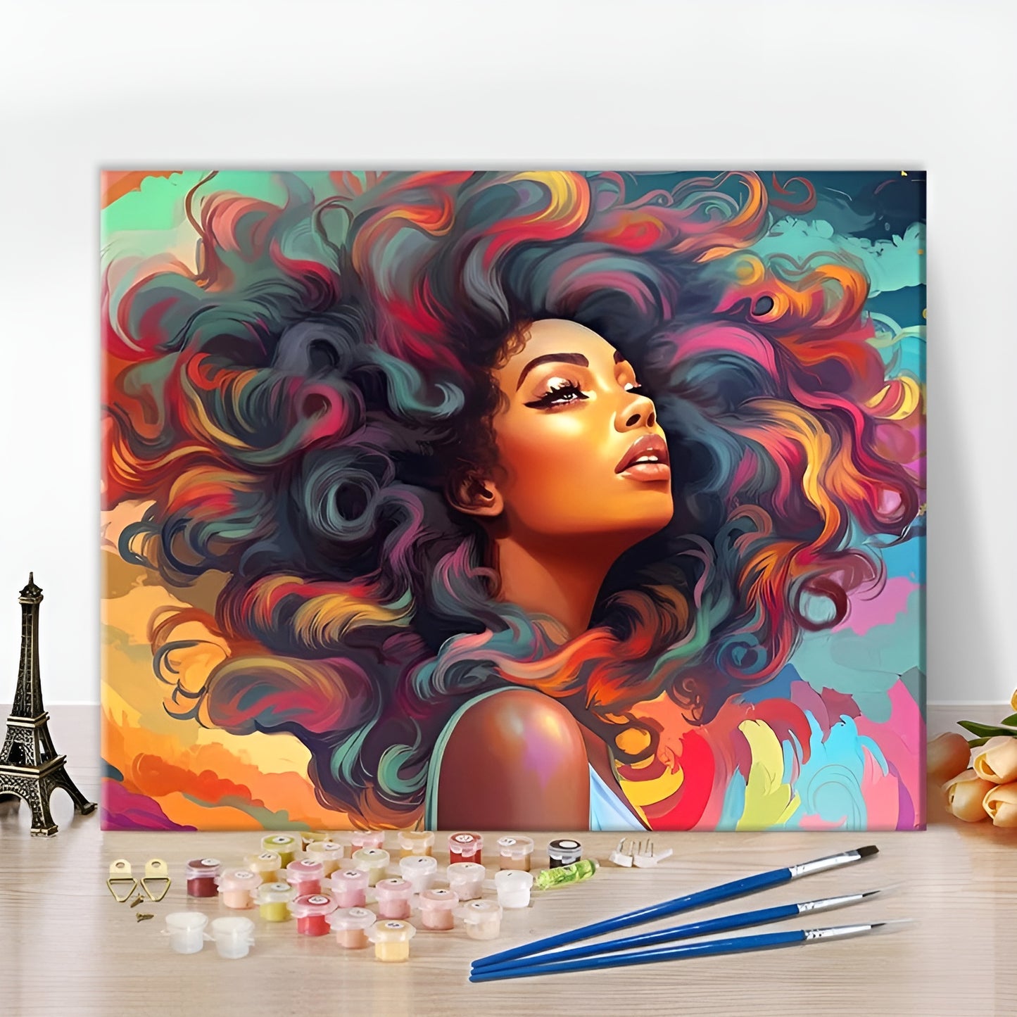 DIY Paint By Numbers Vibrant Abstract Portrait On Canvas