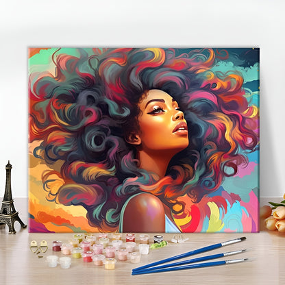 DIY Paint By Numbers Vibrant Abstract Portrait On Canvas