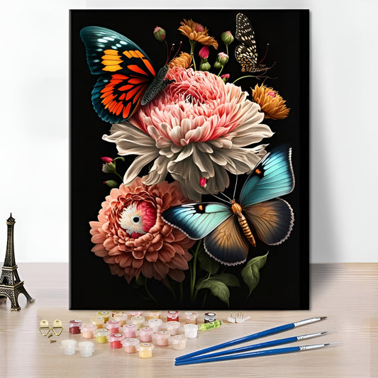 Stunning Floral Butterfly Painting Paint By Numbers Kit