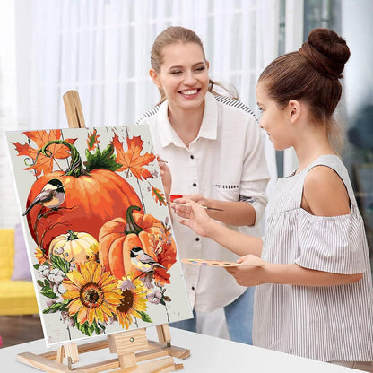 Thanksgiving Charm Pumpkins Sunflowers And Birds Paint By Number Kit
