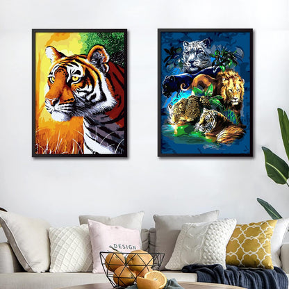 Tiger In Vivid Paint By Numbers Canvas Print