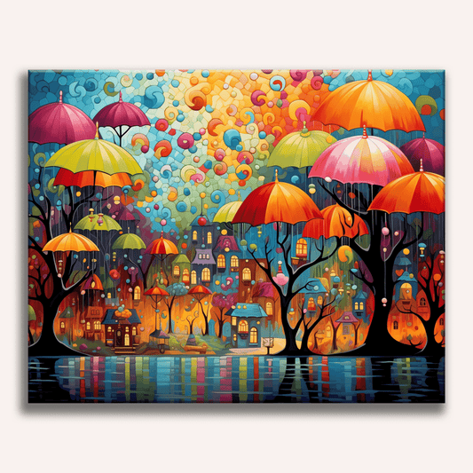 Whimsical Umbrella Village Painting Kit