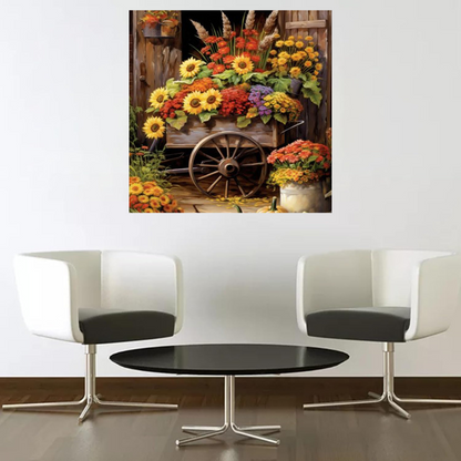 Rustic Wagon With Sunflowers Paint By Number Kit