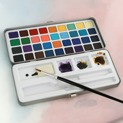 50 Color Watercolor Paint Set With Brushes
