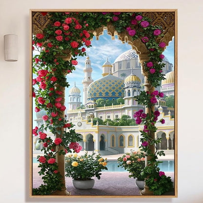 Floral Archway And Palace View Art Print