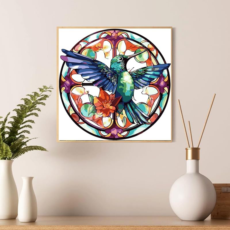 Vibrant Avian Stained Glass Art Canvas