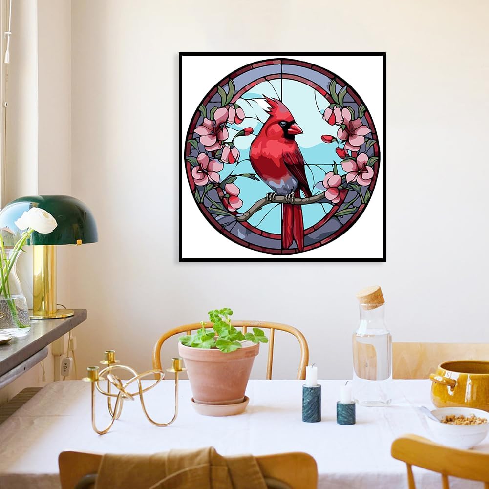 Vibrant Avian Stained Glass Art Canvas