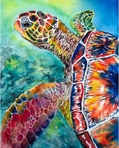 Vibrant Sea Turtle Canvas Print Painting Kit