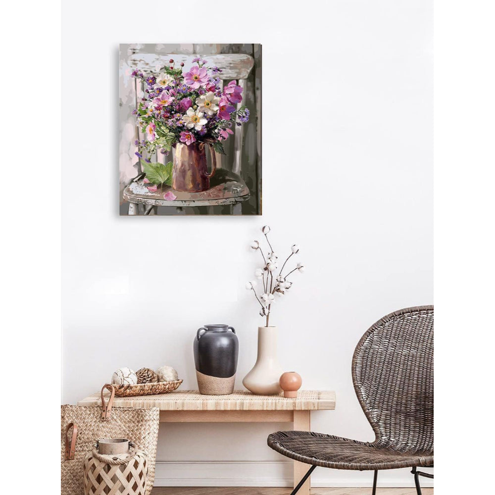 Vintage Floral Paint By Number Canvas Print