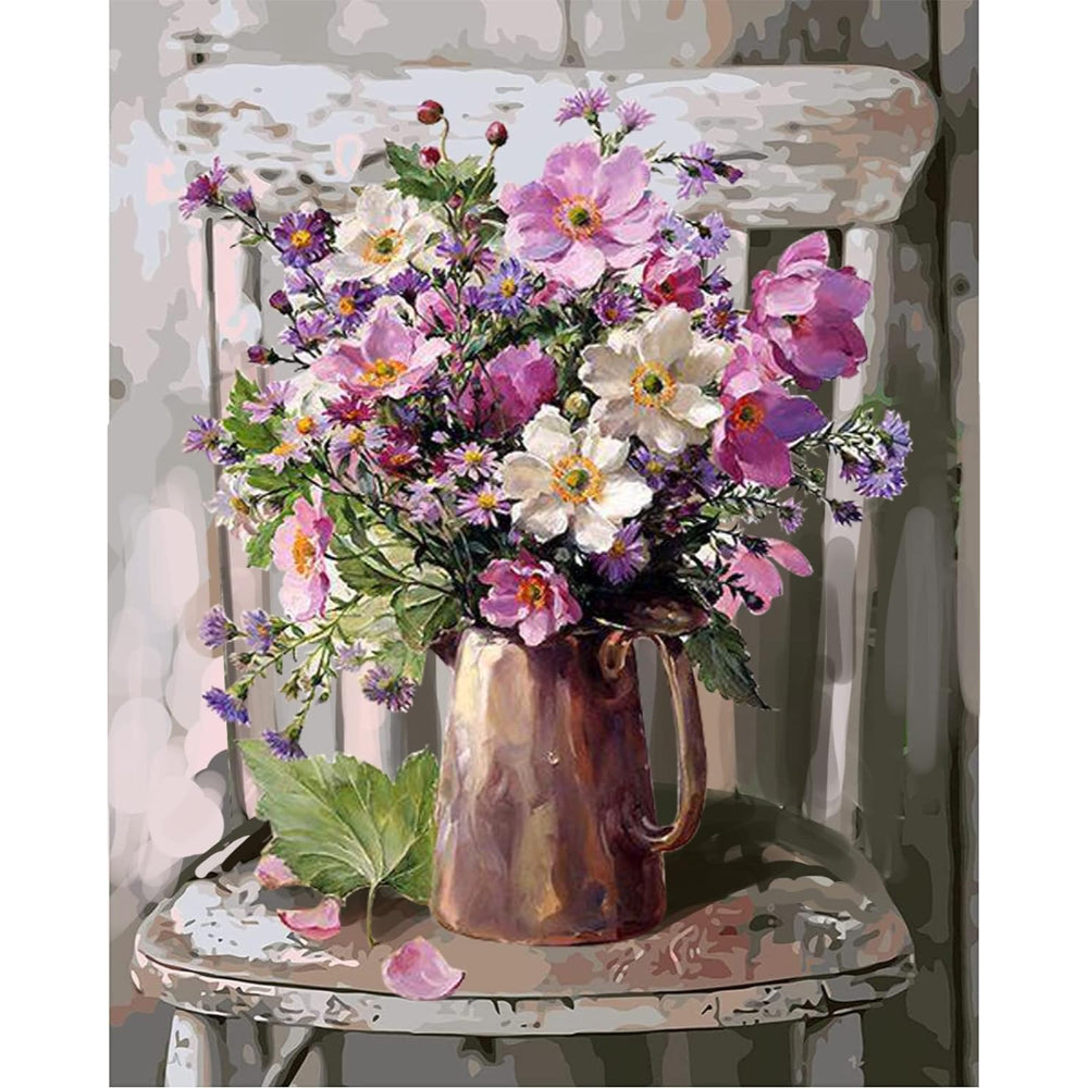 Vintage Floral Paint By Number Canvas Print