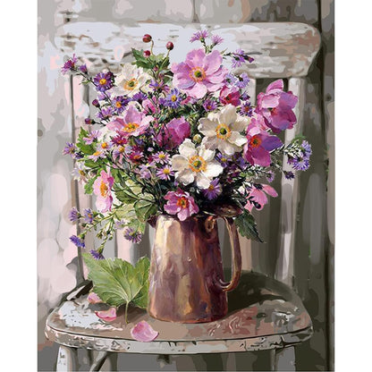 Vintage Floral Paint By Number Canvas Print
