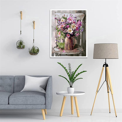 Vintage Floral Paint By Number Canvas Print
