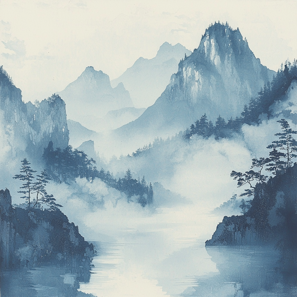 Hiroshige Inspired Eternal Calm Of Misty Mountains Painting Number Kit