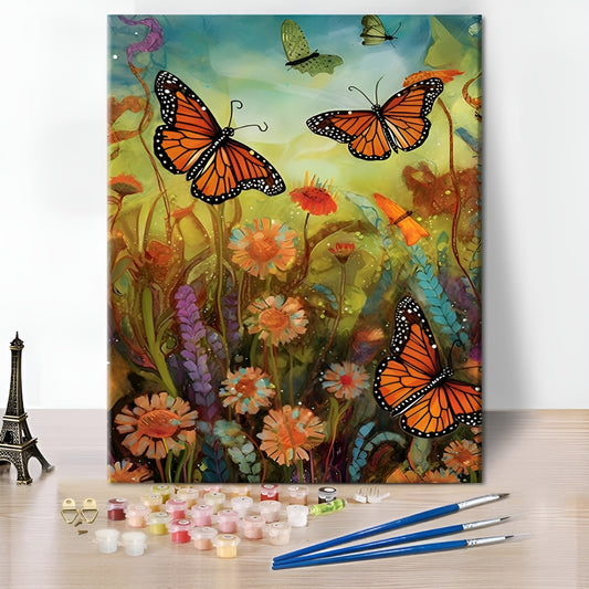 Butterfly Meadow Scene Painting Paint By Numbers Kit