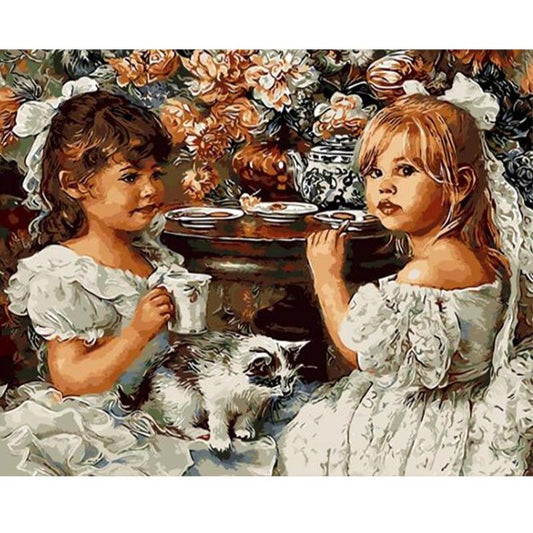 Two Cute Girls - DIY Painting By Numbers Kit