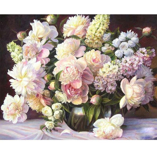 Pastel Bowl of Flowers - DIY Painting By Numbers Kit