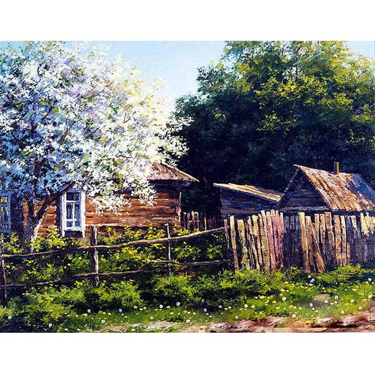 View Of Village House - DIY Painting By Numbers Kit