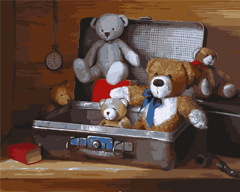 Teddy Bears In Case - DIY Painting By Numbers Kit