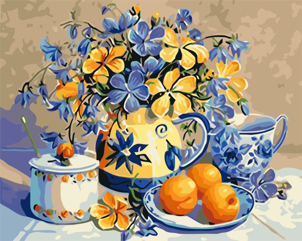 Flowers And Tea - DIY Painting By Numbers Kit