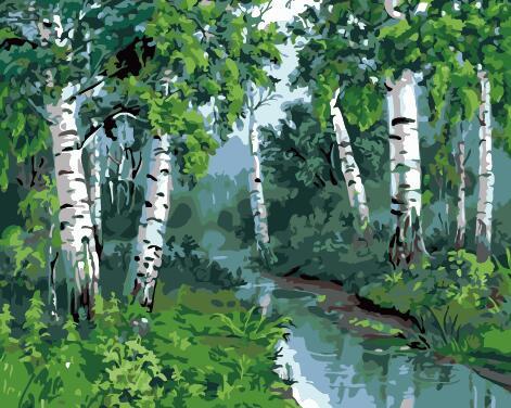 Green Trees And Lake - DIY Painting By Numbers Kit