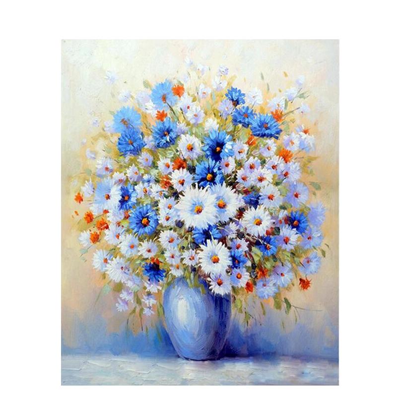 Blue And White Flowers - DIY Painting By Numbers Kit – Paint Number Shop