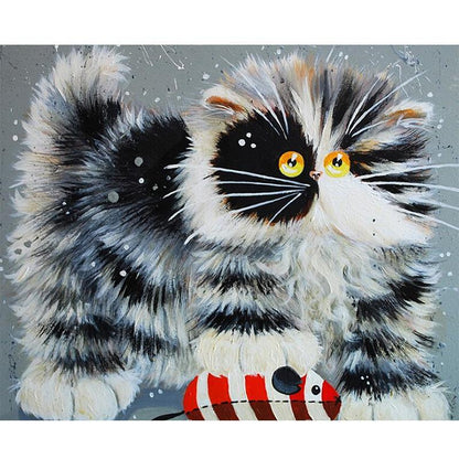 Fluffy Scaredy Cat- DIY Painting By Numbers Kits