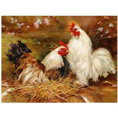 Chicken and Rooster - DIY Painting By Numbers Kit