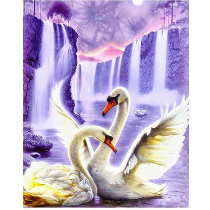 Periwinkle Swans - DIY Painting By Numbers Kit