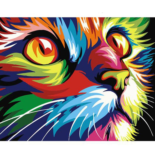 Focused Colorful Cat - DIY Painting By Numbers Kit