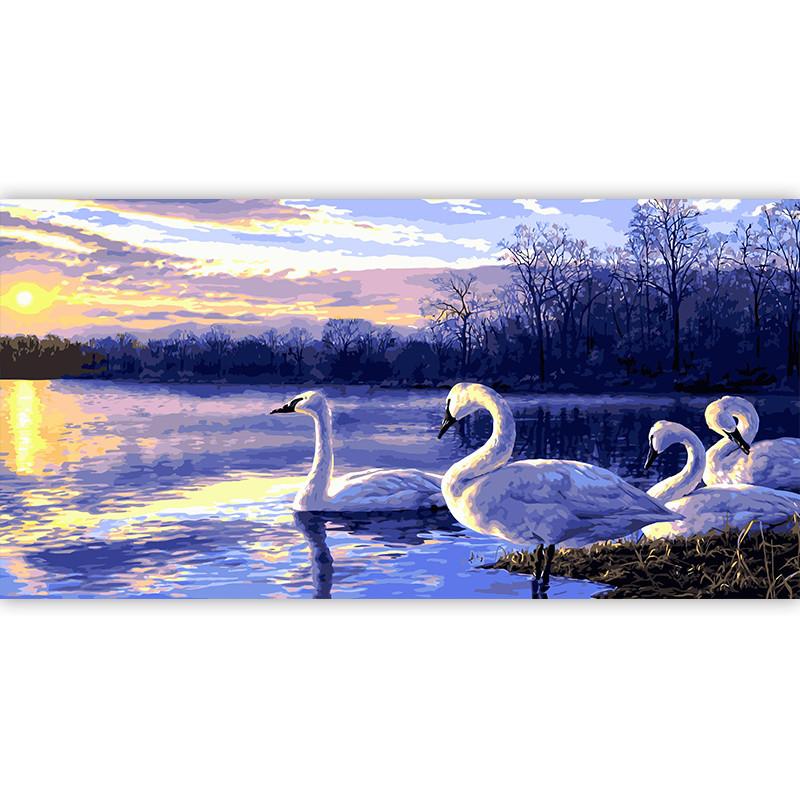 Swans and Sun - DIY Painting By Numbers Kit