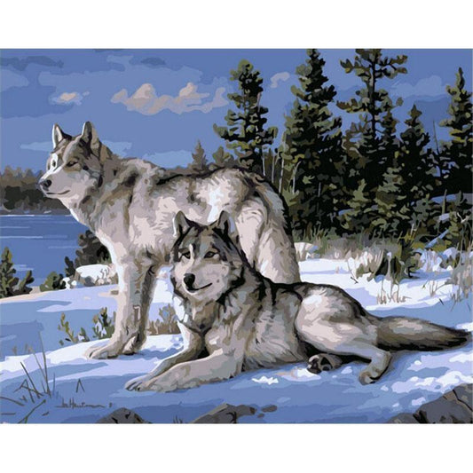 Wolves In Snow - DIY Painting By Numbers Kit