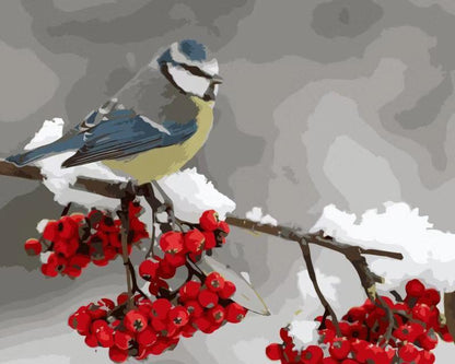 Snow Flower Bird - DIY Painting By Numbers Kit