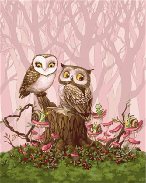 Owls in the Forest - DIY Painting By Numbers Kit