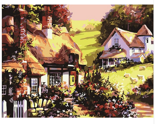 Sunny Village Houses - DIY Painting By Numbers Kit