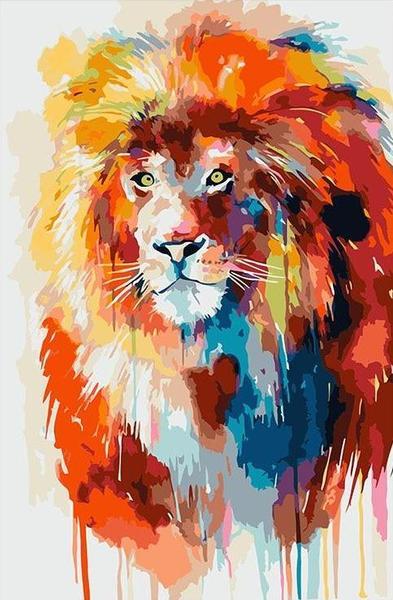 Color Lion Painting- DIY Painting By Numbers Kit