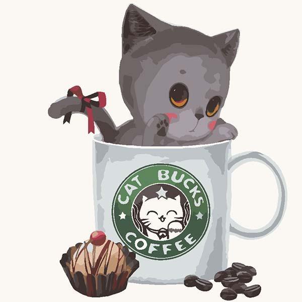 Copy of Cat Bucks Coffee - DIY Painting By Numbers Kit