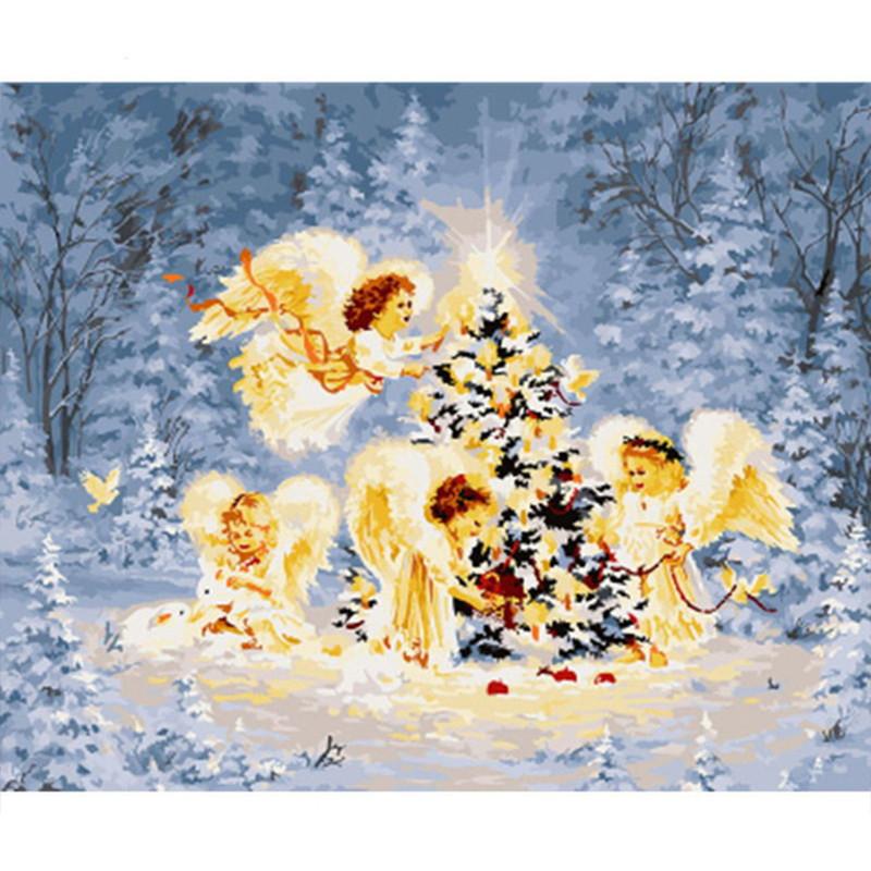 Christmas Angels in Snow - DIY Painting By Numbers Kit