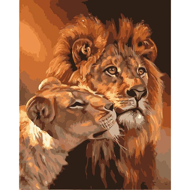 Lion And Lioness Love - DIY Painting By Numbers Kit