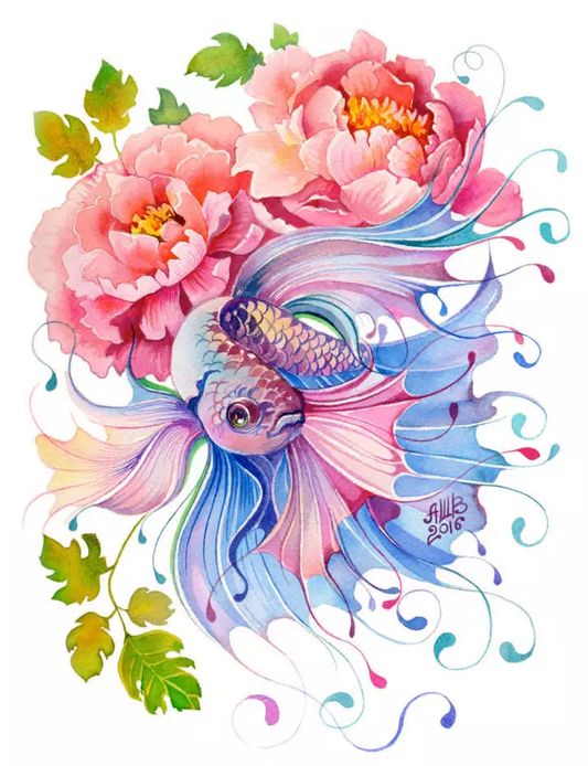 Elegant Fish & Flower - DIY Painting By Numbers Kit