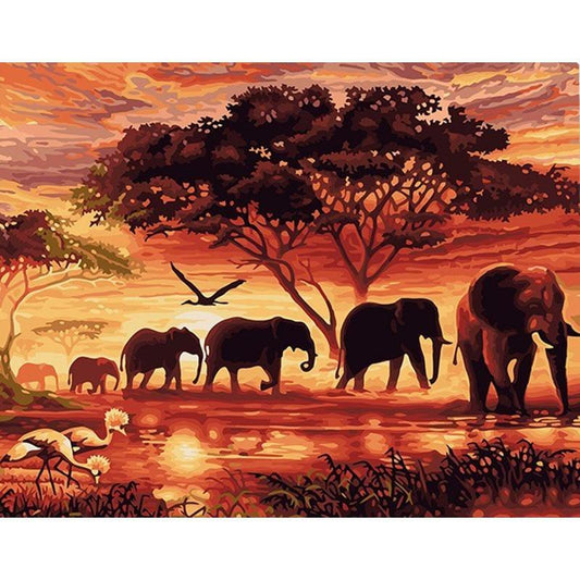 Elephant Herd - DIY Painting By Numbers Kits