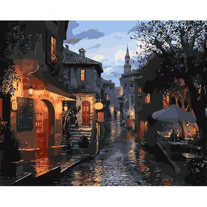 Street Of The Old Town - DIY Painting By Numbers Kit